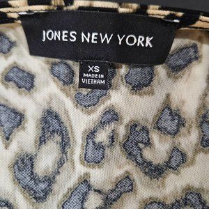 JONES NEW YORK Leopard Print Cross with Knot Fitted Blouse XS